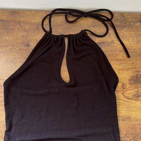 Forever 21 Black Self-Tie Halter Deep Cut Chest Bodysuit - Picture 3 of 12